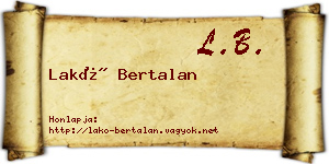 Lakó Bertalan névjegykártya